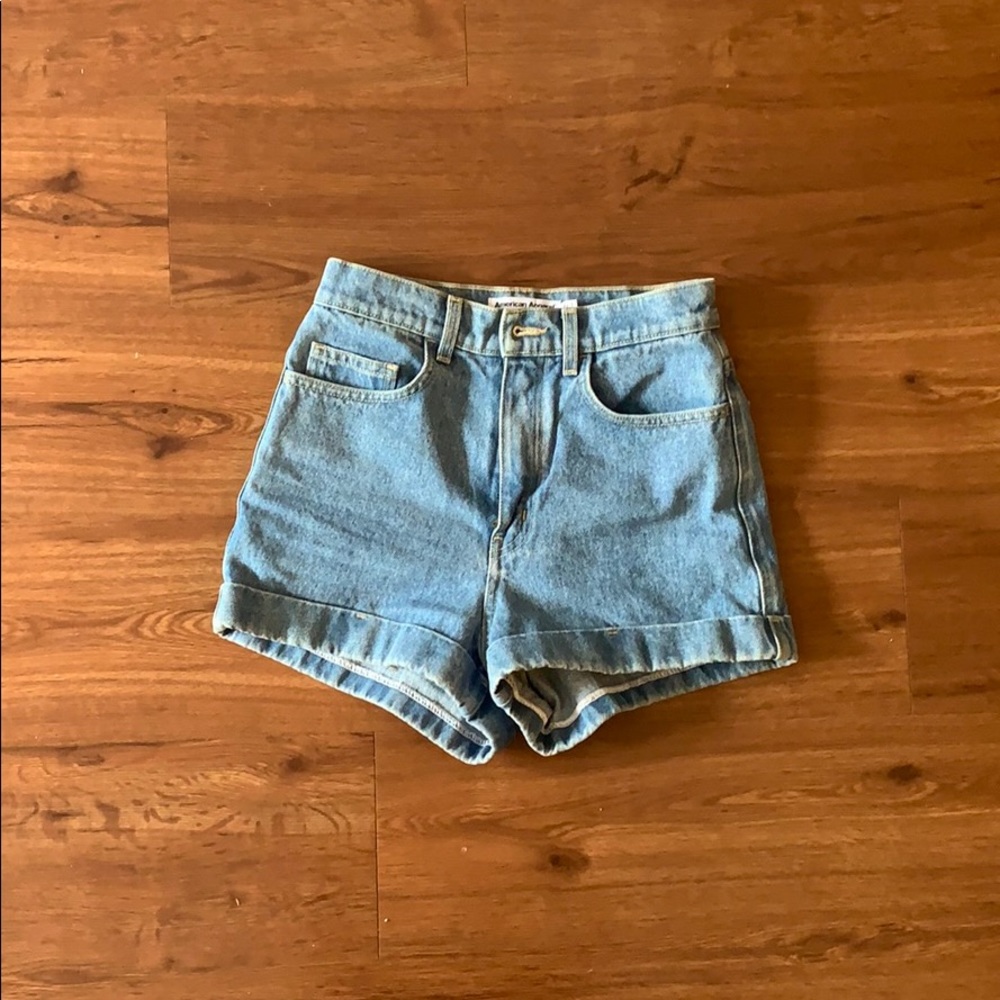 American Apparel Denim High Waist Cuff Shorts